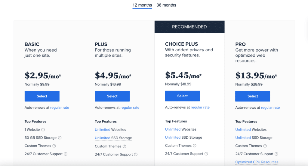 Bluehost Hosting Plans